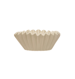 Creative Co-Op Stoneware Fluted Bowl White 6"