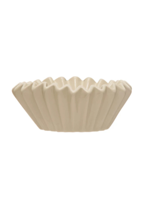 Creative Co-Op Stoneware Fluted Bowl White 6"