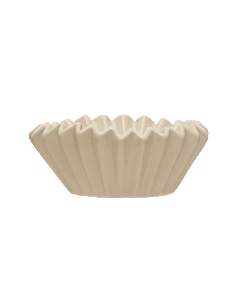 Creative Co-Op Stoneware Fluted Bowl White 6"
