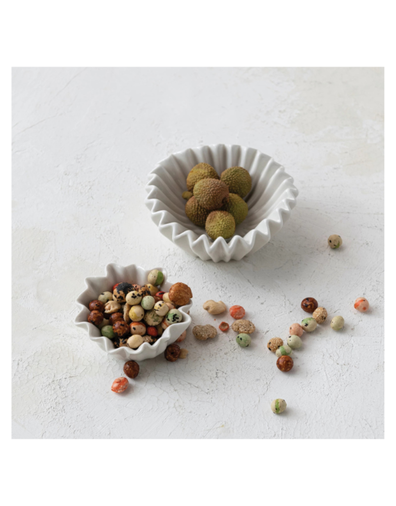 Creative Co-Op Stoneware Fluted Bowl White 6"