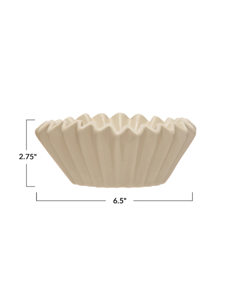 Creative Co-Op Stoneware Fluted Bowl White 6"