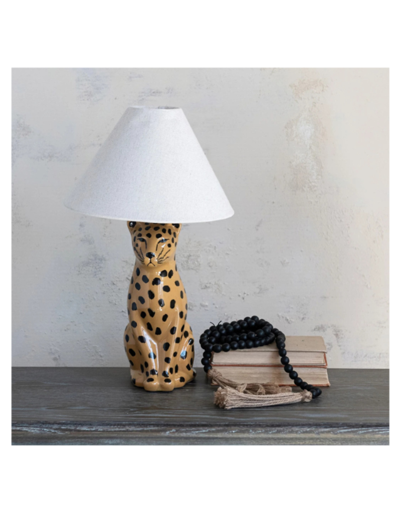 Creative Co-Op Ceramic Cheetah Table Lamp
