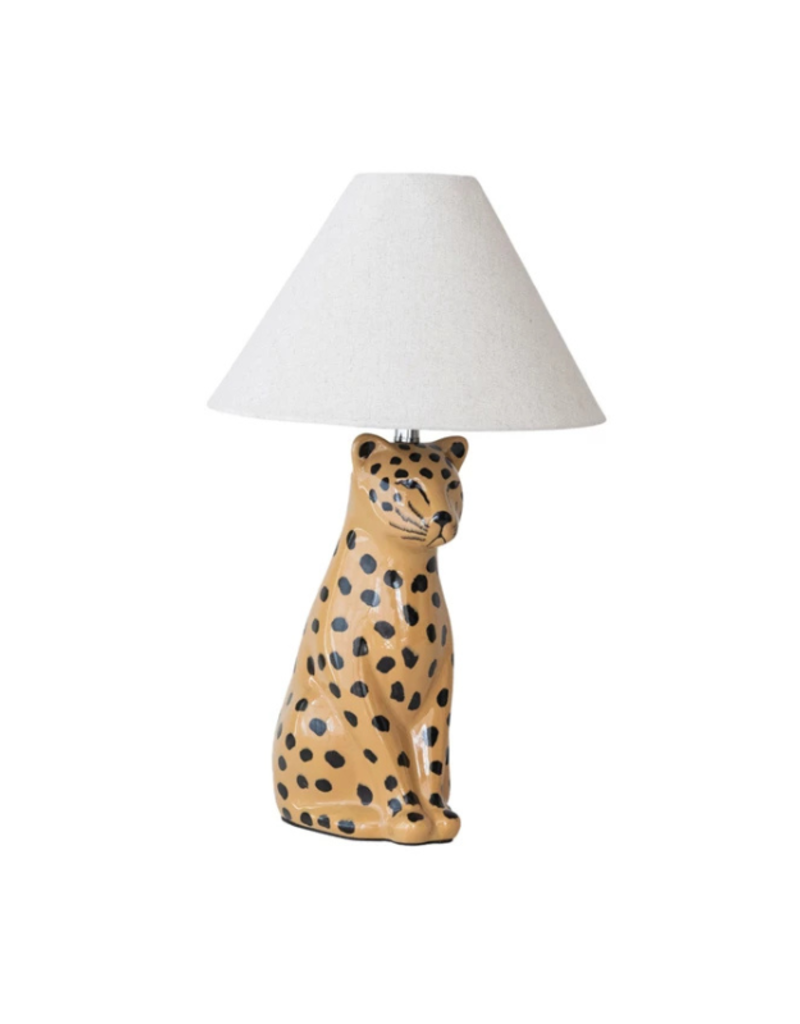 Creative Co-Op Ceramic Cheetah Table Lamp