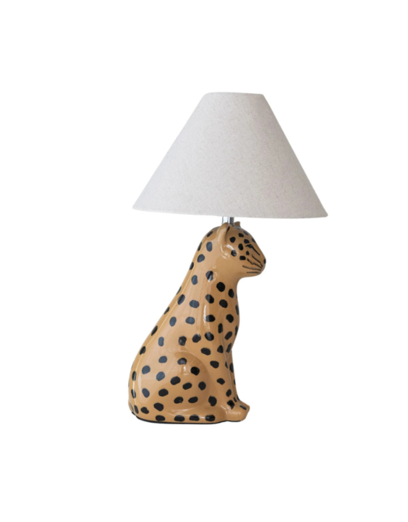 Creative Co-Op Ceramic Cheetah Table Lamp