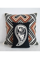 Creative Co-Op Embroidered Black & White Paisley Lumbar Pillow