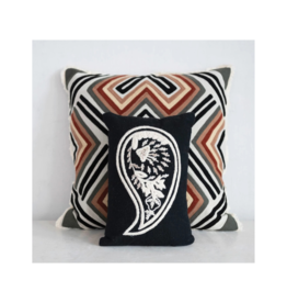 Creative Co-Op Embroidered Black & White Paisley Lumbar Pillow