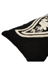 Creative Co-Op Embroidered Black & White Paisley Lumbar Pillow