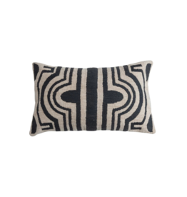 Creative Co-Op Cotton Slub Black and Ivory Pillow 14x24