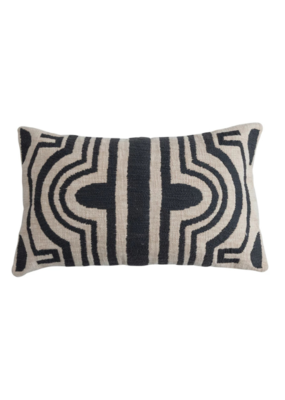 Creative Co-Op Cotton Slub Black and Ivory Pillow 14x24