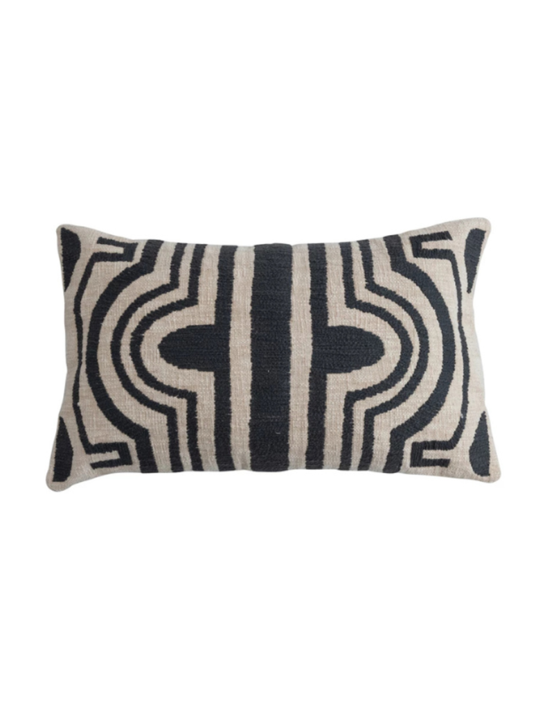 Creative Co-Op Cotton Slub Black and Ivory Pillow 14x24