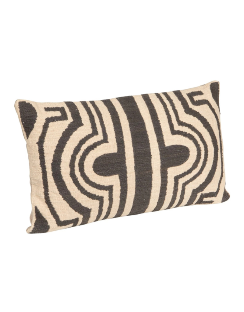 Creative Co-Op Cotton Slub Black and Ivory Pillow 14x24