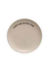 Creative Co-Op Wine Saying Stoneware Plate "Aged and Extra Fine"