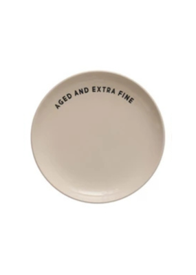 Creative Co-Op Wine Saying Stoneware Plate "Aged and Extra Fine"