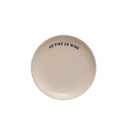 Creative Co-Op Wine Saying Stoneware Plate "As Fine As Wine"