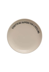 Creative Co-Op Wine Saying Stoneware Plate "Everything Happens for a Riesling"