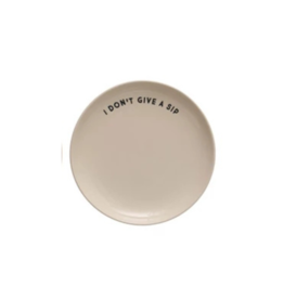 Creative Co-Op Wine Saying Stoneware Plate "I Don't Give a Sip"