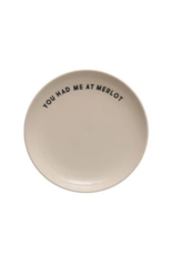 Creative Co-Op Wine Saying Stoneware Plate "You Had Me at Merlot"