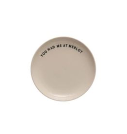 Creative Co-Op Wine Saying Stoneware Plate "You Had Me at Merlot"