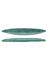 Creative Co-Op Hand-Painted Aqua Embossed Olive Dish