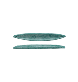 Creative Co-Op Hand-Painted Aqua Embossed Olive Dish