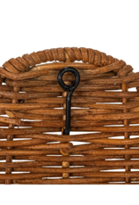 Creative Co-Op Rattan Wicker Scalloped Wall Shelf with Metal Rod