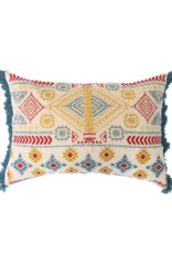 Creative Co-Op Cotton Embroidered Pillow with Fringe 24x16