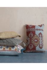 Creative Co-Op Cotton Embroidered Pillow with Fringe 24x16