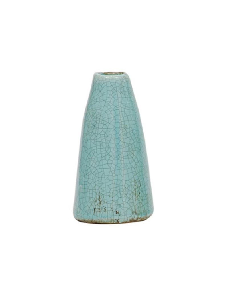 Creative Co-Op Crackled Terracotta Vase M Light Blue