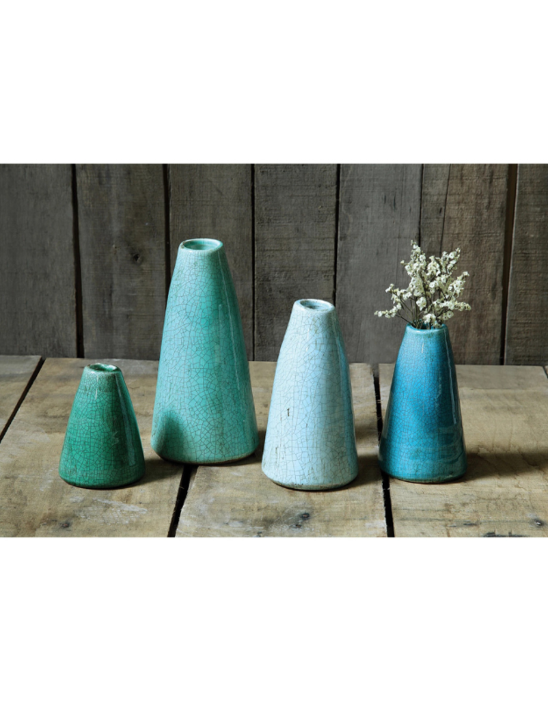 Creative Co-Op Crackled Terracotta Vase M Light Blue