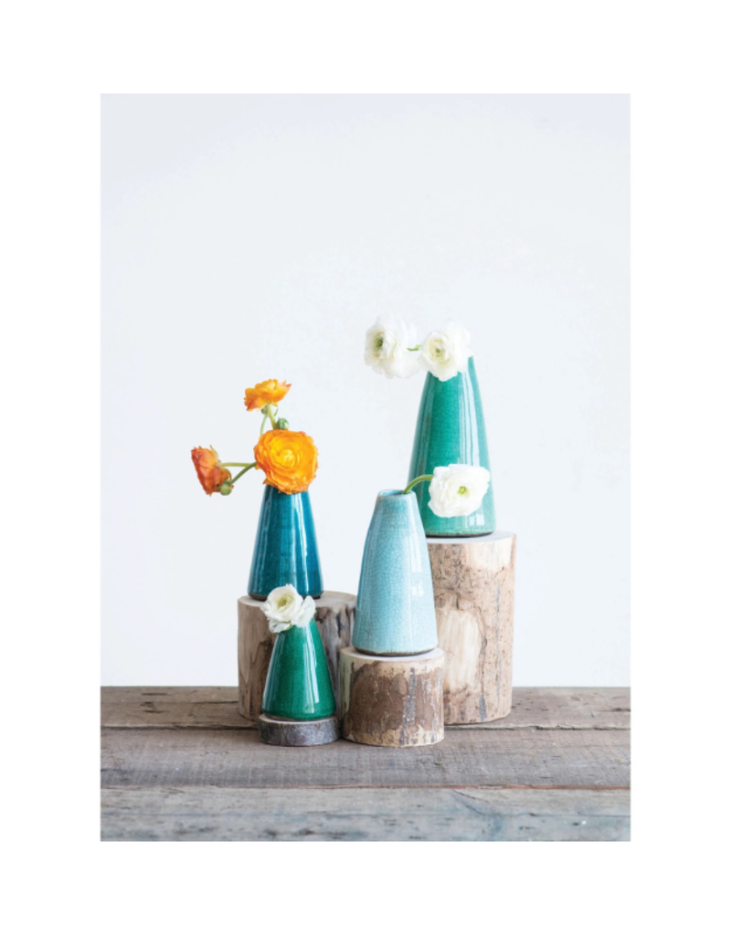 Creative Co-Op Crackled Terracotta Vase S Teal