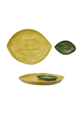 Creative Co-Op Lemon Platter with Leaf Dish