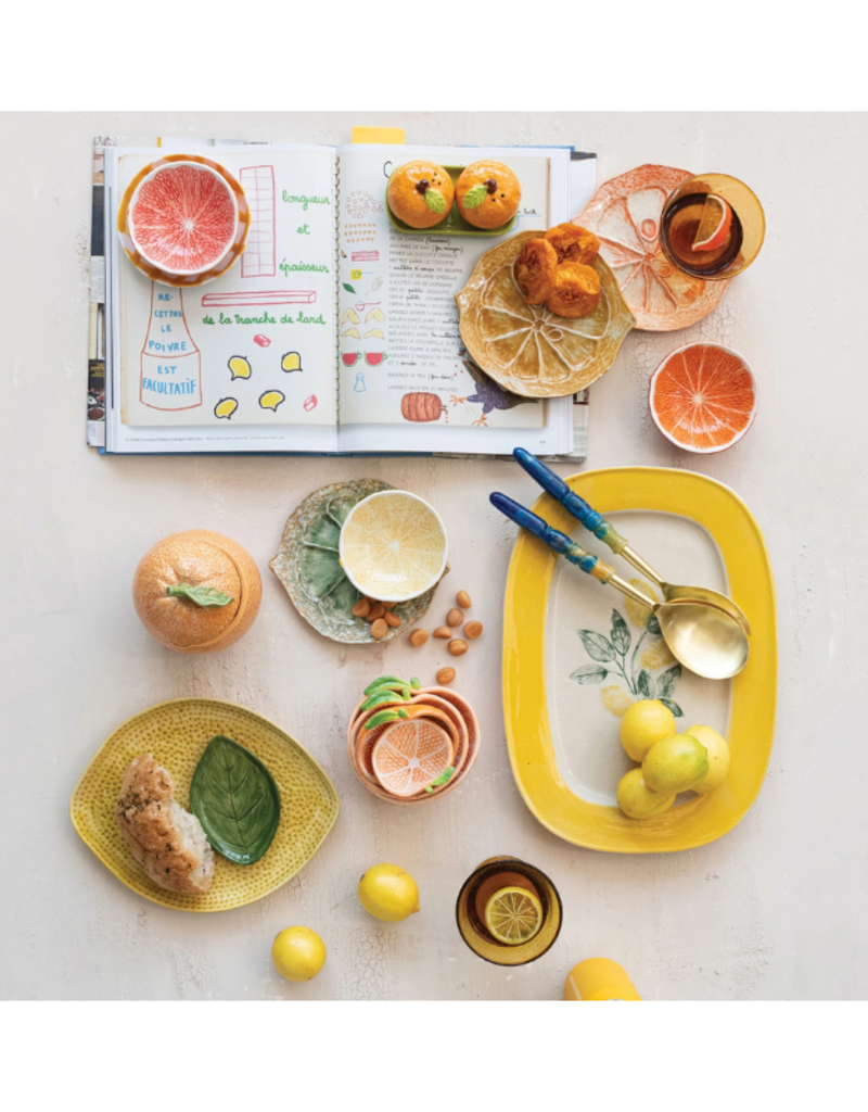 Creative Co-Op Lemon Platter with Leaf Dish