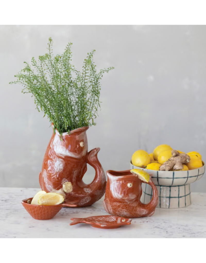 Creative Co-Op 10oz Stoneware Fish Shaped Mug