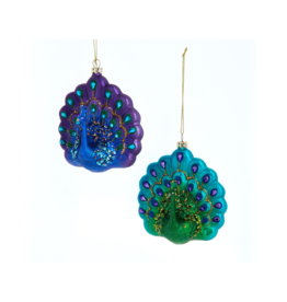 Glass Peacock Ornament Assorted