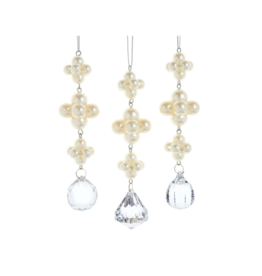 Pearl Dangle With Clear Stones Ornament Assorted