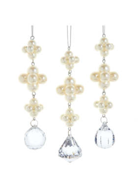 Pearl Dangle With Clear Stones Ornament Assorted
