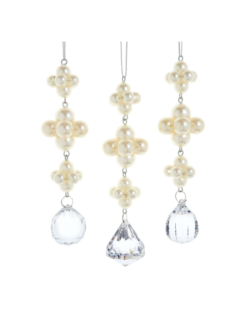 Pearl Dangle With Clear Stones Ornament Assorted