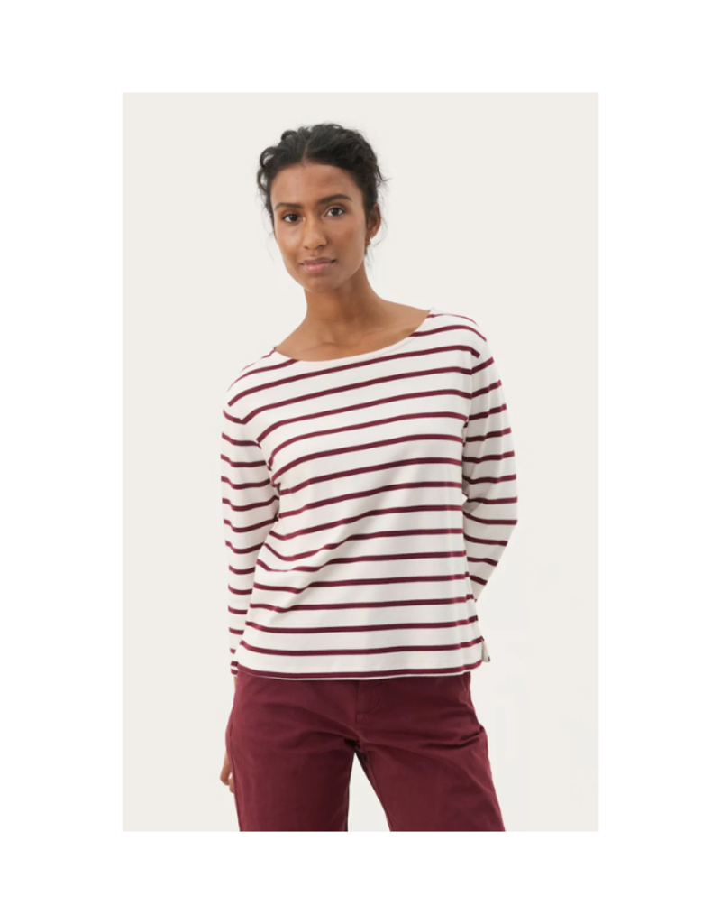 Part Two Nela Longsleeve in Tawny Port Stripe by Part Two