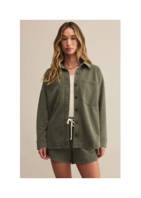 Z Supply All Day Knit Denim Jacket in Hunter Green by Z Supply