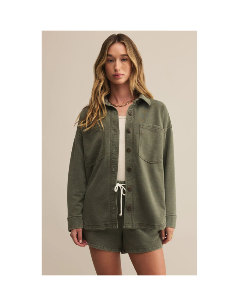 Z Supply All Day Knit Denim Jacket in Hunter Green by Z Supply