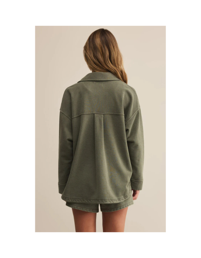 Z Supply All Day Knit Denim Jacket in Hunter Green by Z Supply