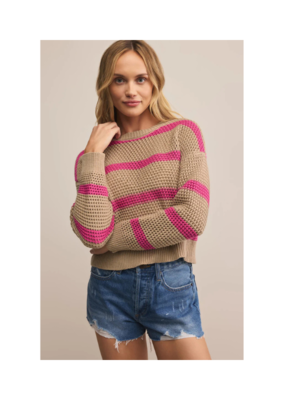 Z Supply Broadbench Striped Sweater in Biscuit by Z Supply