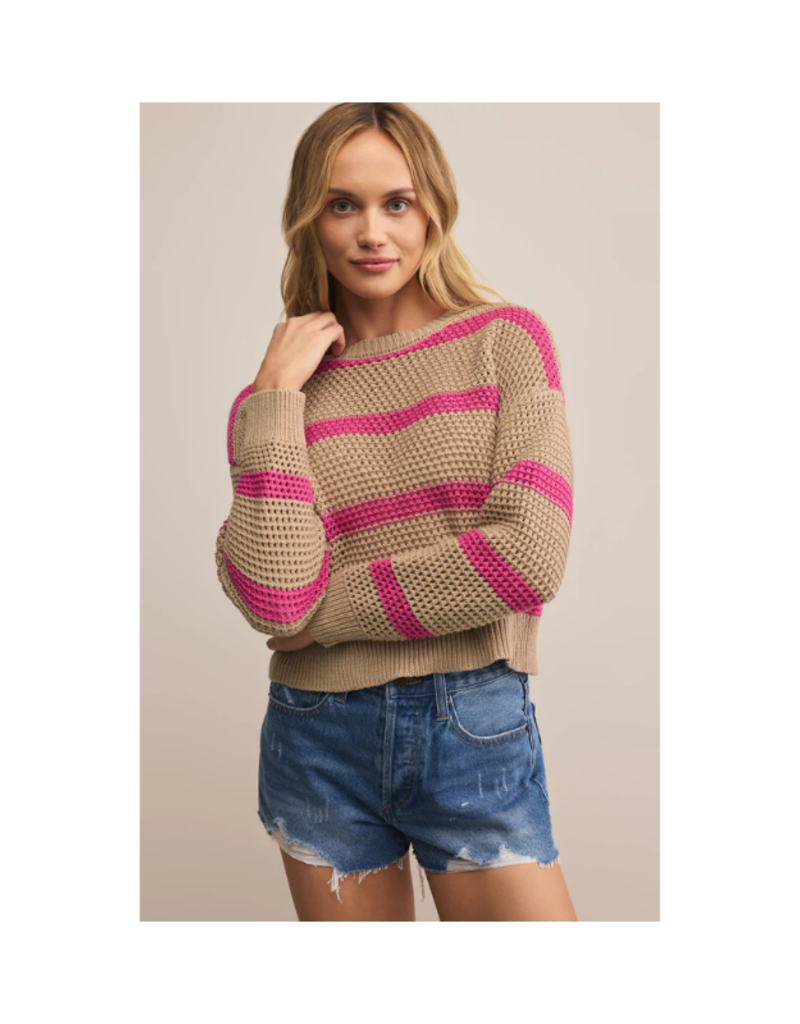 Z Supply Broadbench Striped Sweater in Biscuit by Z Supply