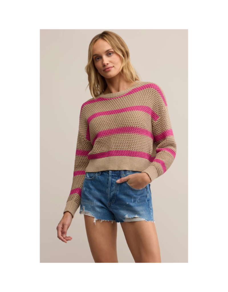 Z Supply Broadbench Striped Sweater in Biscuit by Z Supply