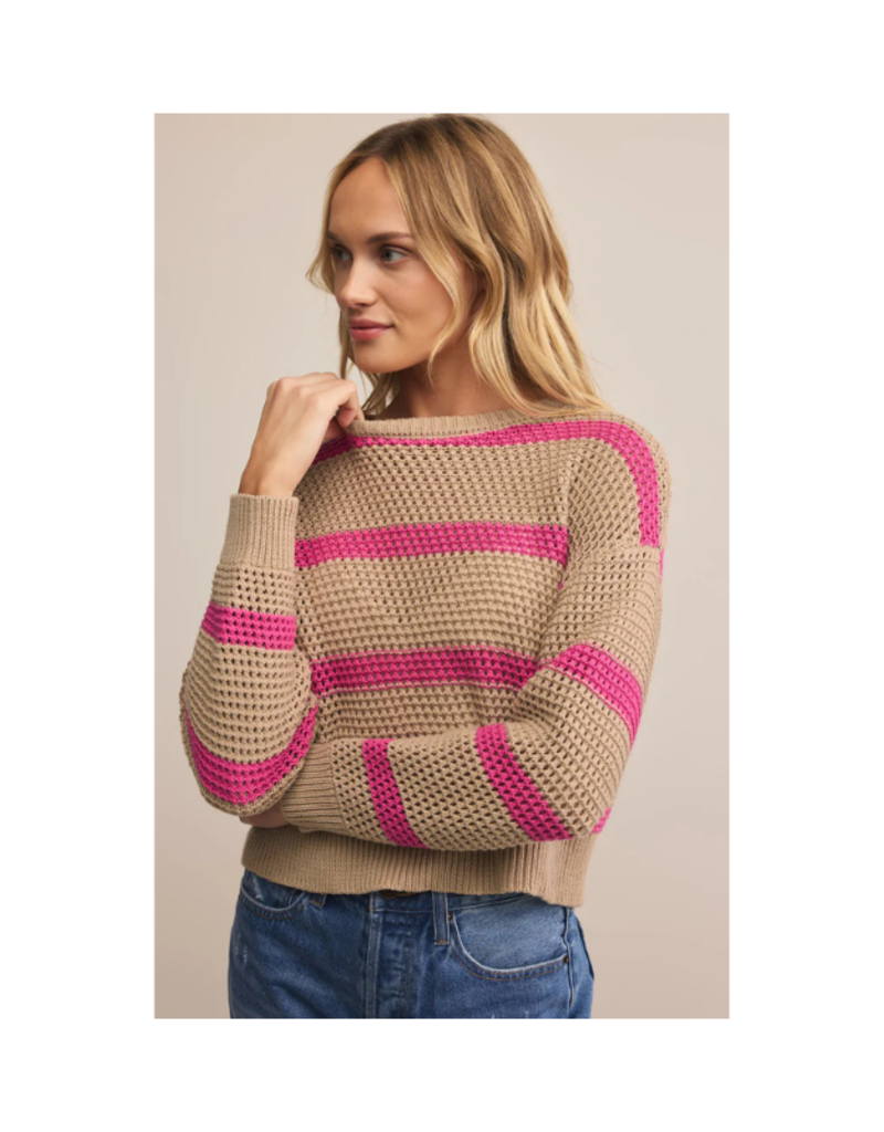 Z Supply Broadbench Striped Sweater in Biscuit by Z Supply