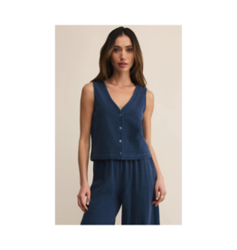 Z Supply Solace Jersey Denim Top in Indigo by Z Supply