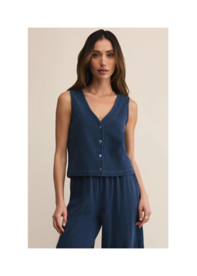 Z Supply Solace Jersey Denim Top in Indigo by Z Supply