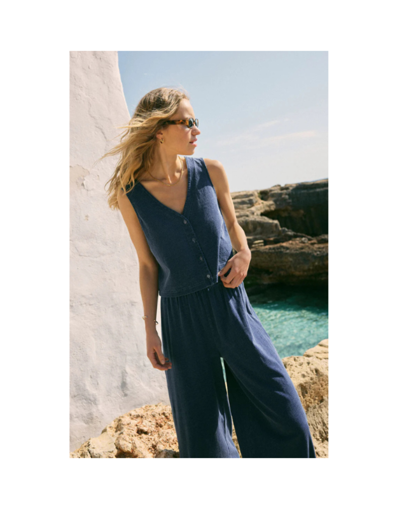 Z Supply Solace Jersey Denim Top in Indigo by Z Supply