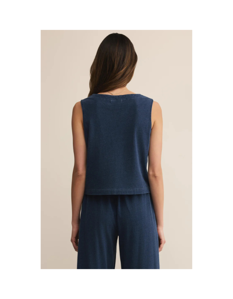 Z Supply Solace Jersey Denim Top in Indigo by Z Supply