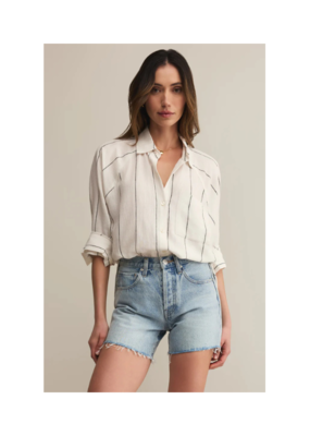 Z Supply The Perfect Linen Top in White Stripe by Z Supply